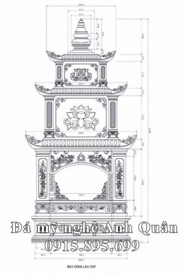 Bản vẽ chi tiết Kích thước Mộ tháp đá